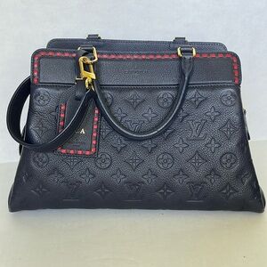 Louis Vuitton empreinte leather shoulder bag. Navy and red color.